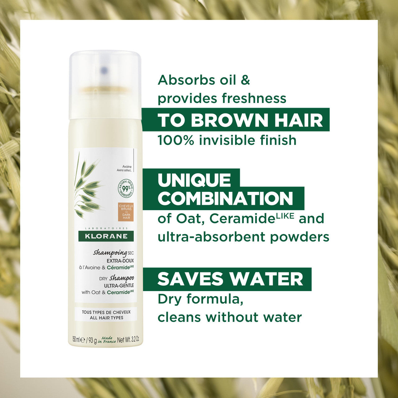 Klorane Dry Shampoo with Oat Milk and Ceramide