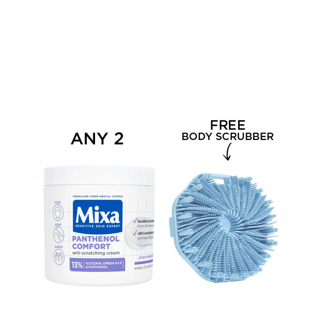 Mixa Skincare Bundle – Any 2 Creams in a Jar + Free Body Scrubber