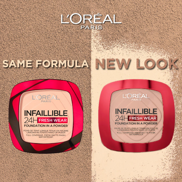 Infaillible Up to 24H Fresh Wear Foundation in a Powder- Waterproof, Heatproof, Sweatproof - Old vs New