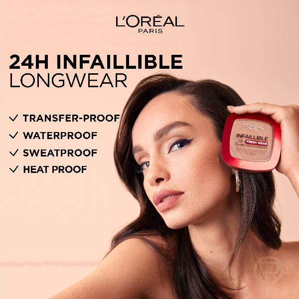 Infaillible Up to 24H Fresh Wear Foundation in a Powder- Waterproof, Heatproof, Sweatproof - Features