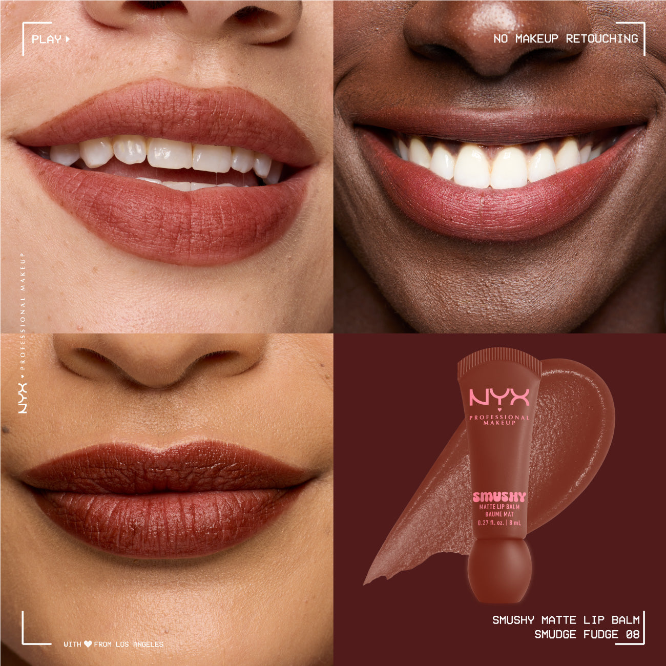 Smushy Matte Lip Balm, Soft Diffused Color, Matte Finish