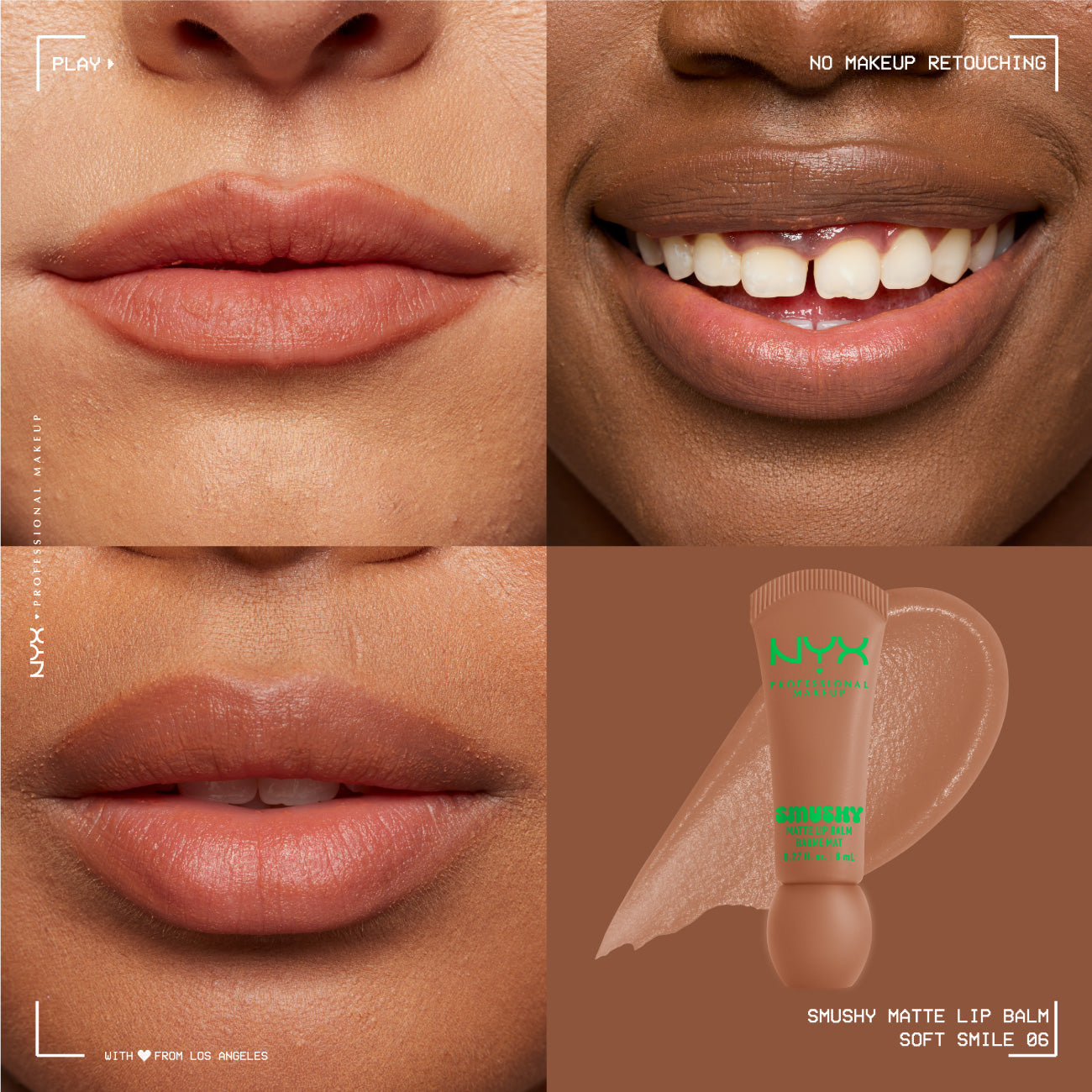 Smushy Matte Lip Balm, Soft Diffused Color, Matte Finish