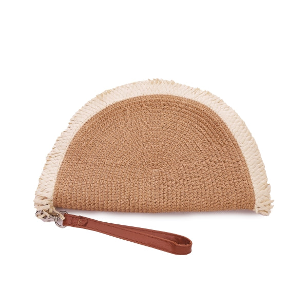 Lara Straw Clutch Beige