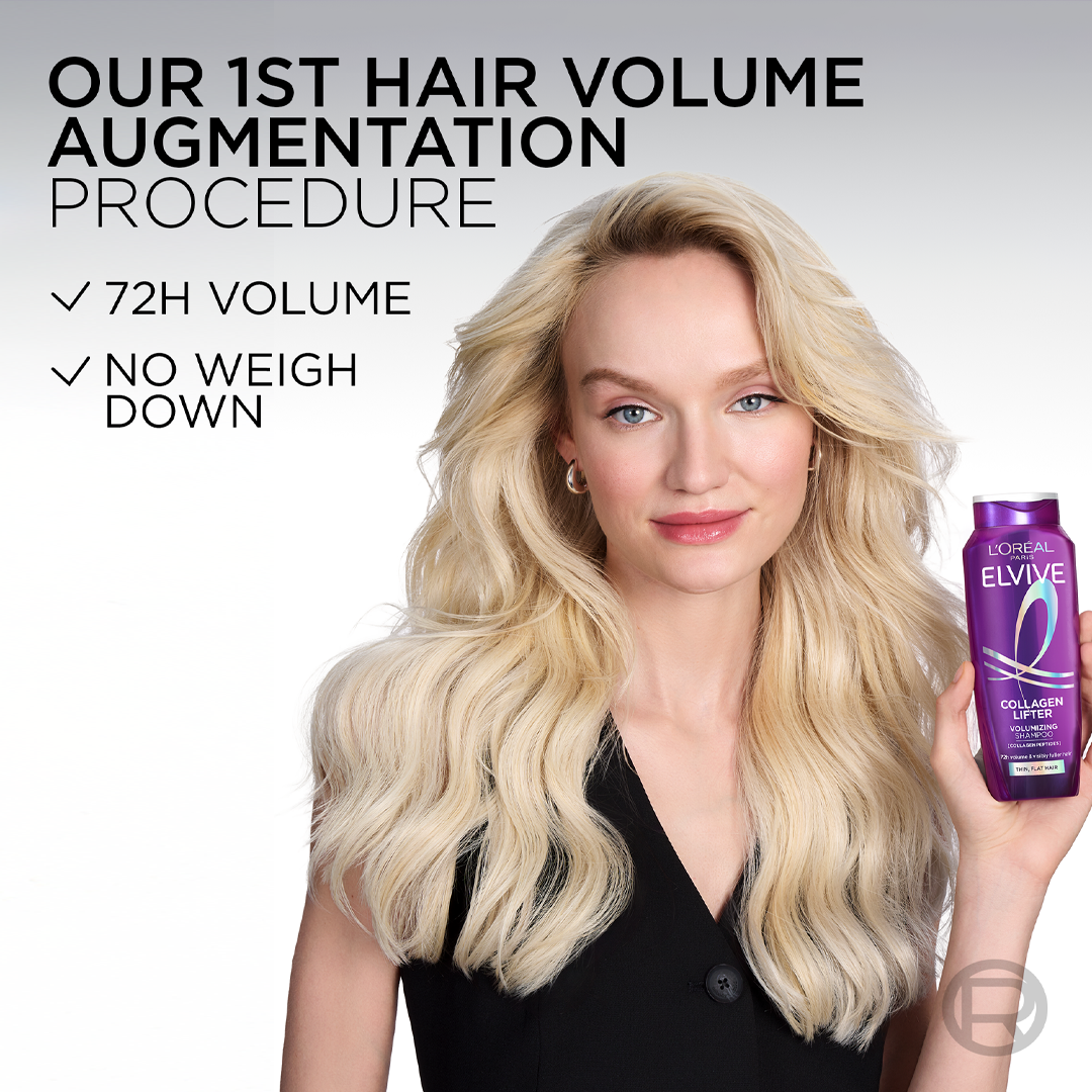 Elvive Collagen Lifter Volumizing Shampoo ,72h volume Clear formula