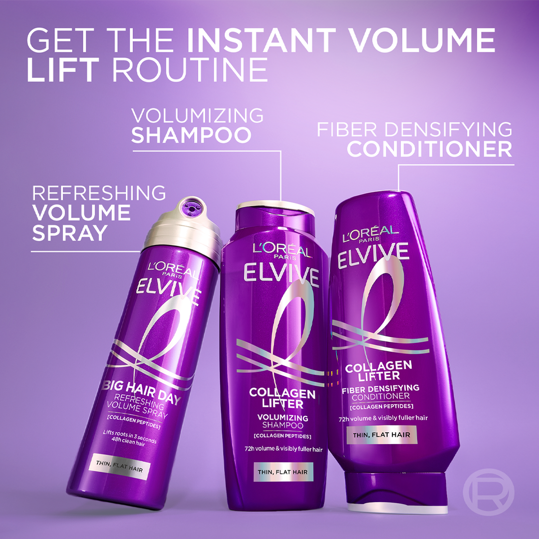 Elvive Collagen Lifter Volumizing Shampoo ,72h volume Clear formula