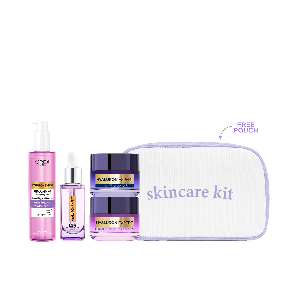 Hyaluron Expert Replumping Cleansing Gel + Face Serum + Night Cream + Day Cream + FREE Pouch At 25% OFF
