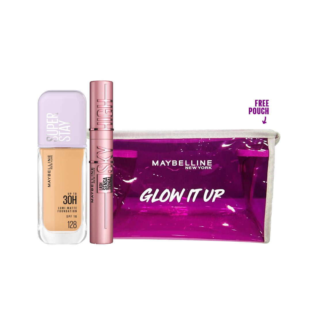 Super Stay Lumi-Matte Foundation + Sky High Mascara + FREE Pouch At 20% OFF