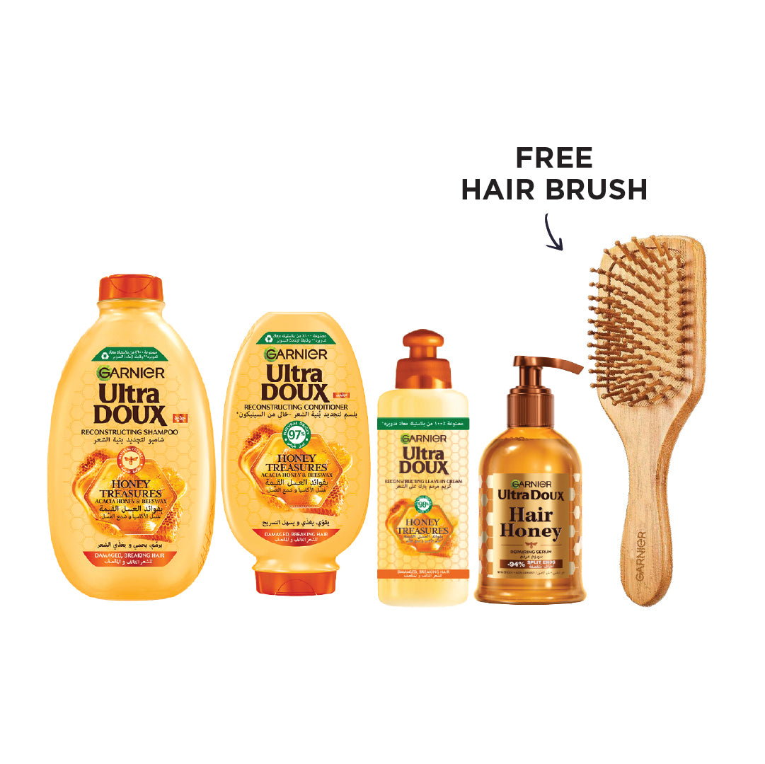 Honey Treasures Shampoo + Conditioner + Leave in + Serum + FREE Brush At 15% OFF