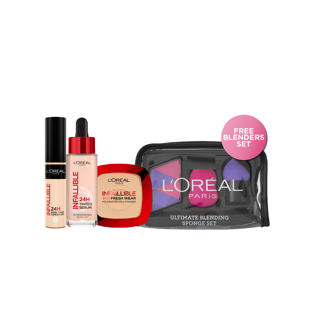 Waterproof Concealer + Tinted Serum +  Foundation + FREE Beauty Blenders At 25% OFF