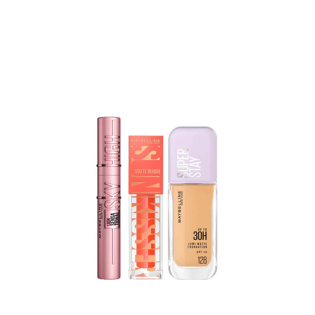 Super Stay Lumi-Matte + Sky High Mascara + Sunkisser Liquid Blush At 35% OFF