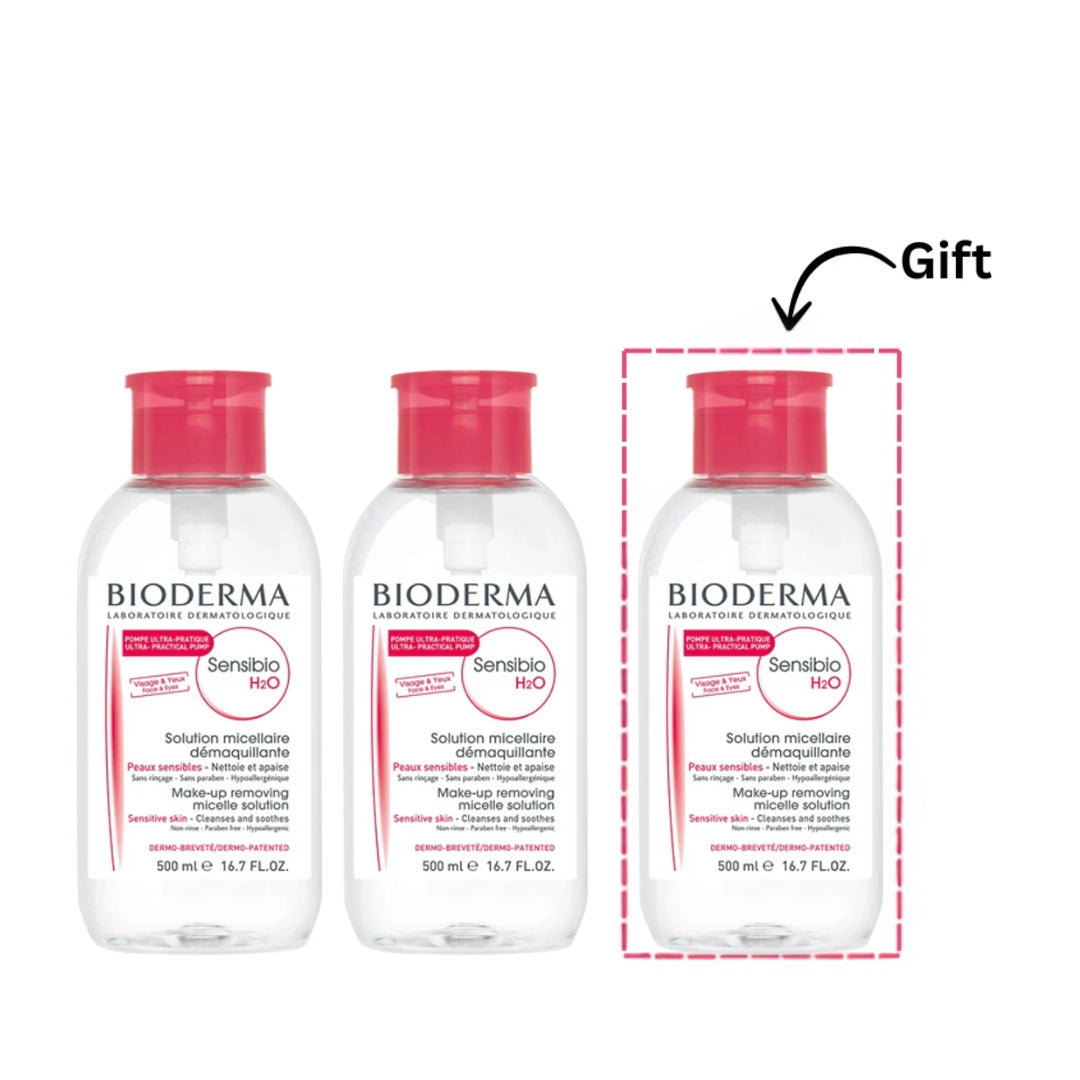 2x Sensibio H2O Eau Micellaire Demaquillant + FREE Full Size - 500 ML