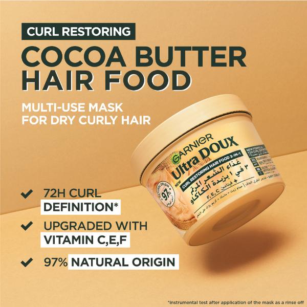 Garnier - Ultra Doux Hair Food Cocoa Butter & Jojoba Oil 3-In-1 Treatment Mask