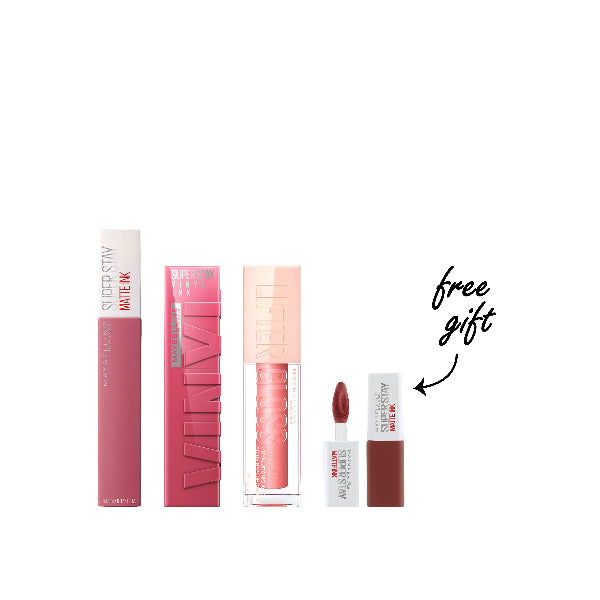 Superstay Matte Ink + Vinyl Ink Lipstick + Lifter Gloss Lip Gloss Makeup + FREE Mini Lipstick At 20% OFF