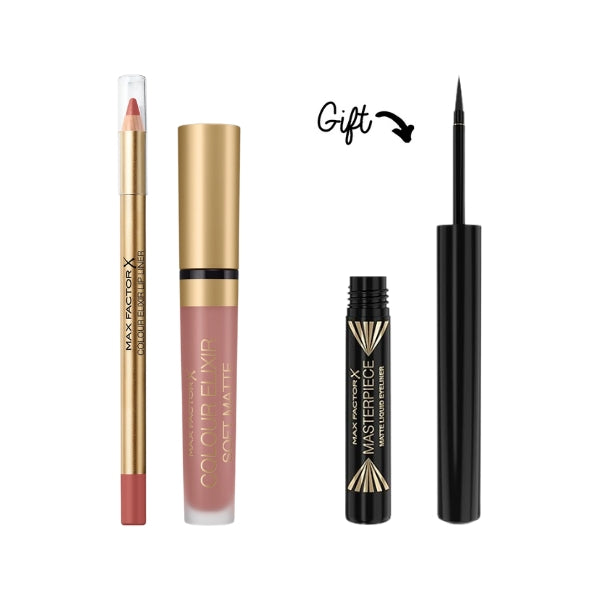 Lip Liner Colour Elixir + Colour Elixir Sof Matte Lipstick + FREE Eyeliner