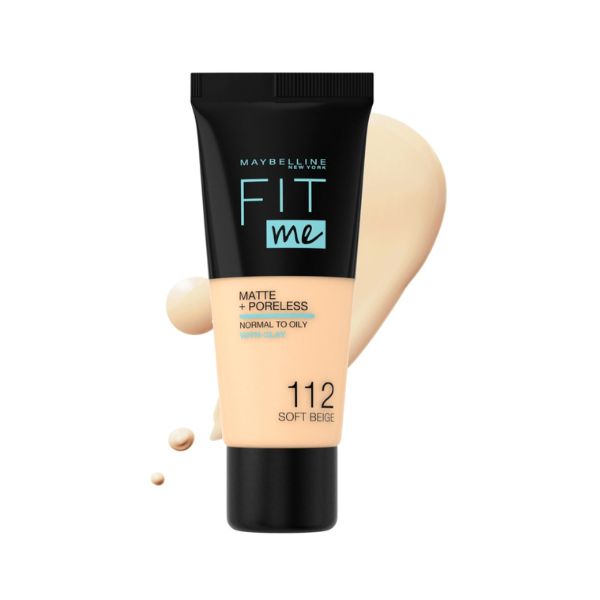 Maybelline New York - Fit Me Matte  Poreless Liquid Foundation Ideal For Normal To Oily Skin - 112 Soft Beige
