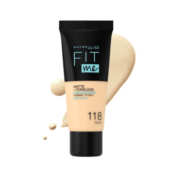 Maybelline New York - Fit Me Matte  Poreless Liquid Foundation Ideal For Normal To Oily Skin - 118 Nude