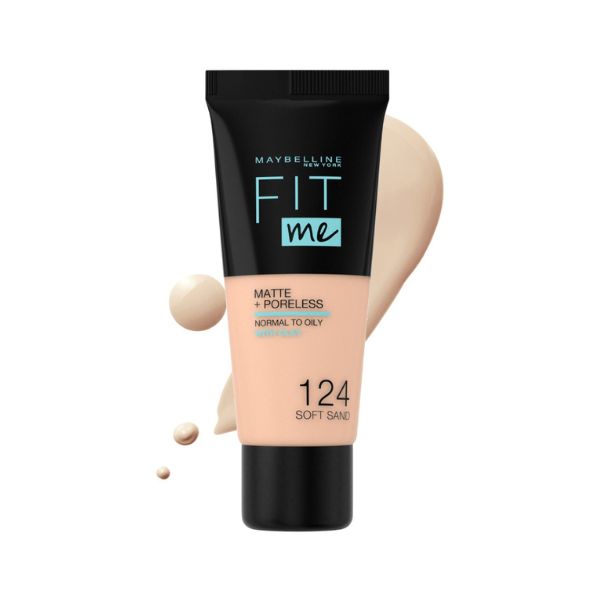 Maybelline New York - Fit Me Matte  Poreless Liquid Foundation Ideal For Normal To Oily Skin - 124 Soft Sand