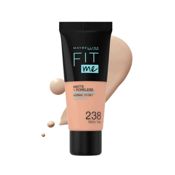 Maybelline New York - Fit Me Matte  Poreless Liquid Foundation Ideal For Normal To Oily Skin - 238 Rich Tan