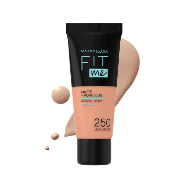 Maybelline New York - Fit Me Matte  Poreless Liquid Foundation Ideal For Normal To Oily Skin - 250 Sun Beige