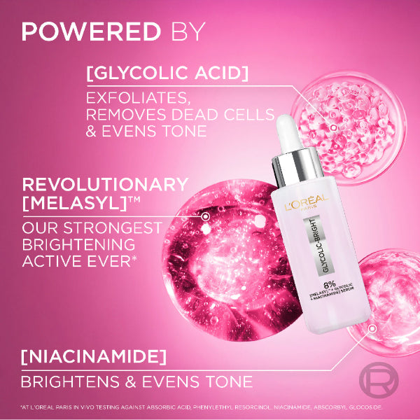 Glycolic Bright Serum with 8% [Melasyl ™ + Glycolic Acid + Niacinamide] face serum for Dark Spots & Brightening - Ingredients