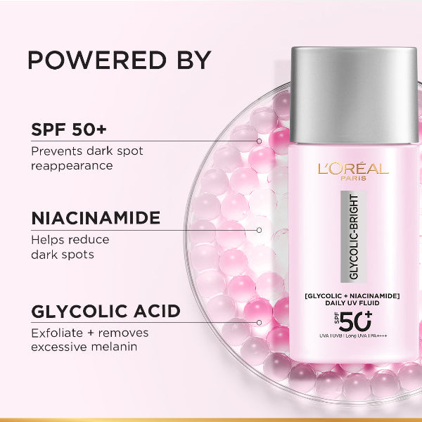 Glycolic Bright Anti-Dark Spot Daily UV Fluid SPF 50+ with [Glycolic Acid + Niacinamide] - Features