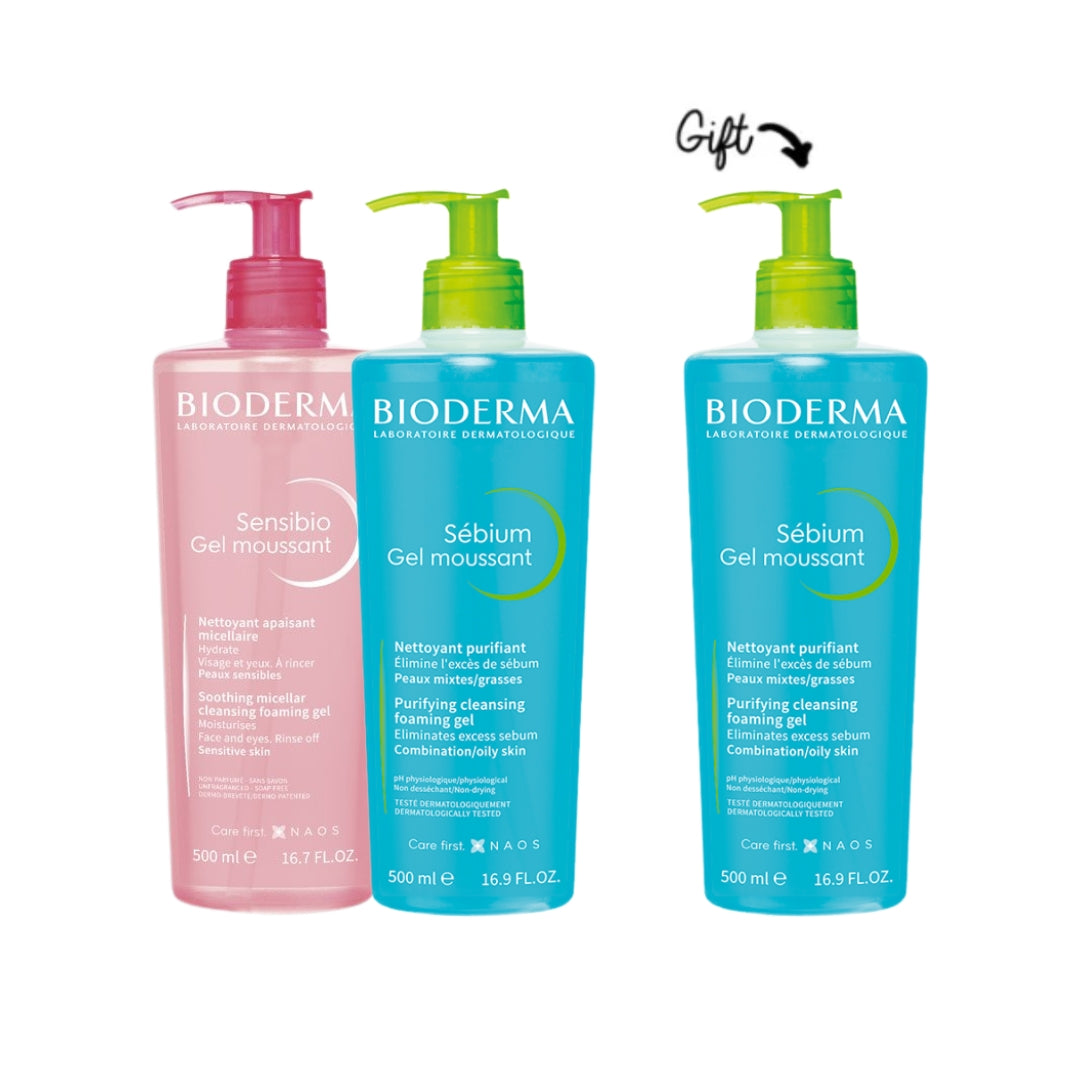 Sensibio Gel Moussant 500 ML + Sébium Gel Moussant Nettoyant Purifiant 500 ML + FREE Sébium Gel Moussant Nettoyant Purifiant 500 ML