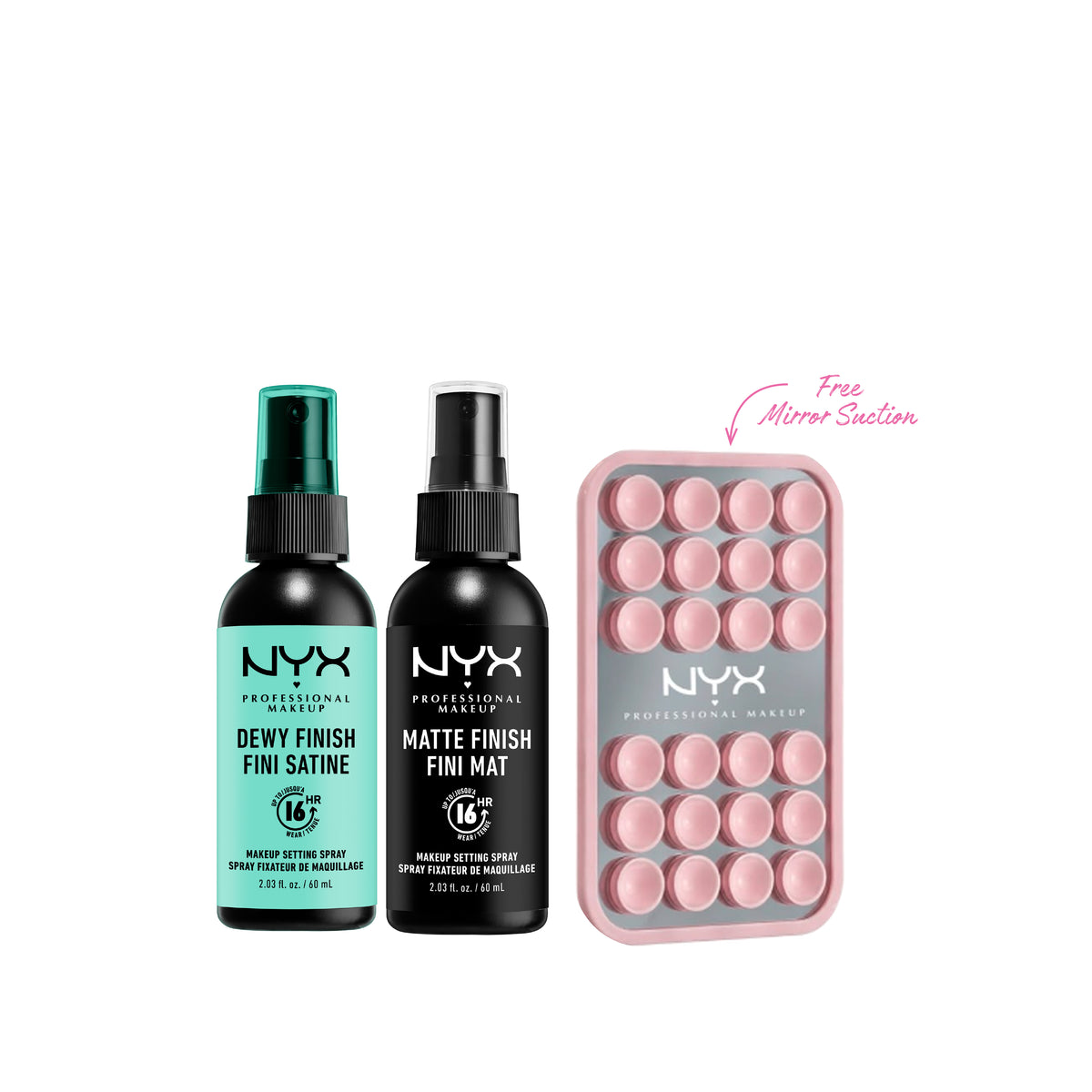 Dewy Finish Setting Spray + Matte Finish Setting Spray + FREE Mirror Suction At 20% OFF