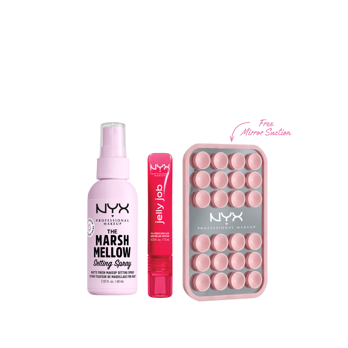 Marshmellow Setting Spray + Jelly Job Gloss + FREE Mirror Suction At 20% OFF
