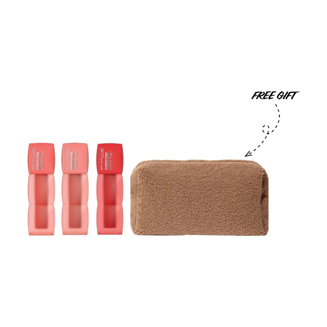 3x Teddy Tint Lip Tint + FREE Pouch