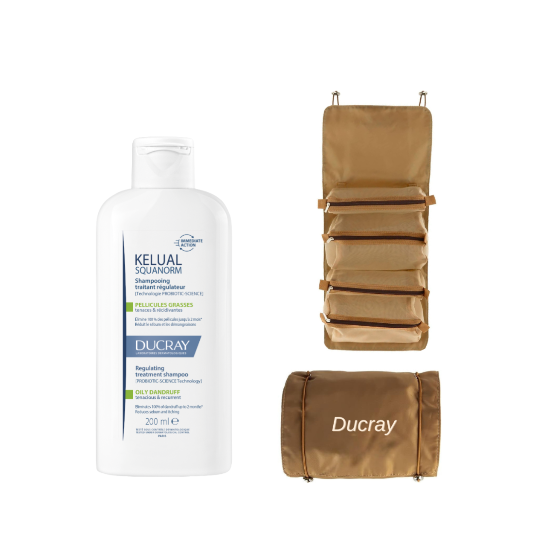 Kelual Squanorm Anti-Dandruff Treatment Shampoo - Oily Dandruff 200ML + FREE Brown Pouch