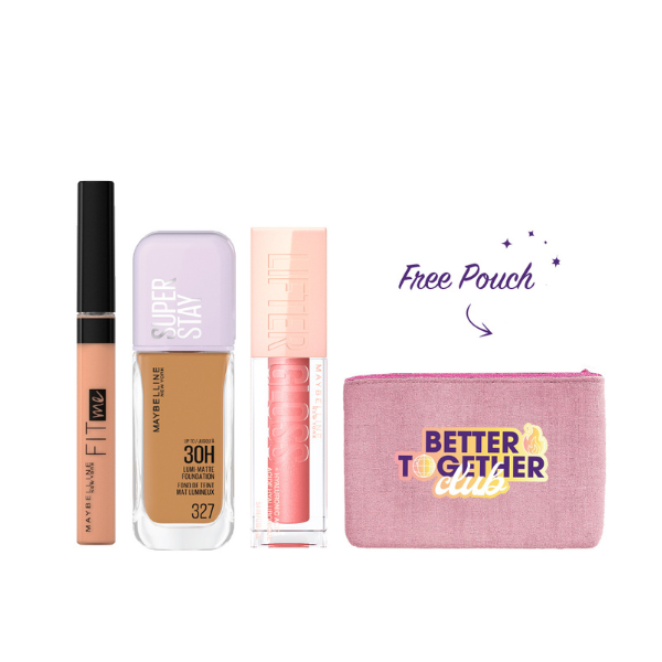 Fit Me Concealer + Lifter Gloss + Lumi Matte + FREE Pouch At 20% OFF