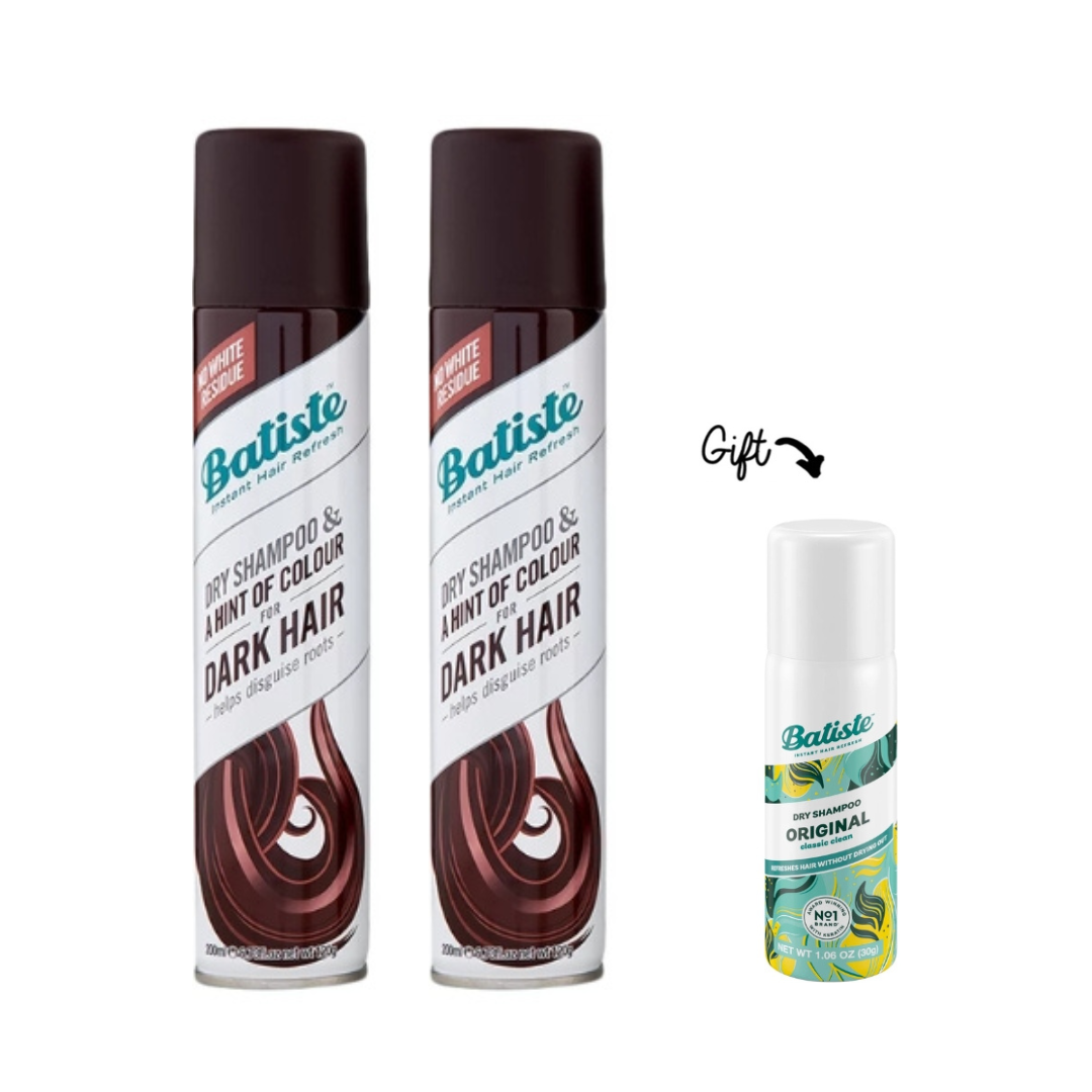 2x Dry Shampoo - Dark 200ml + FREE Mini Dry Shampoo