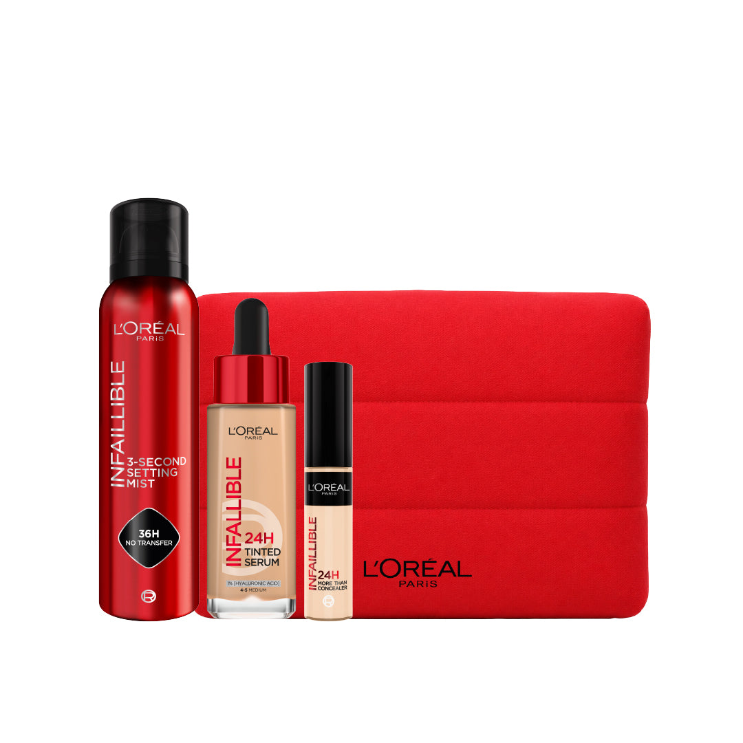Infaillible Setting Mist Spray + Tinted Serum + Waterproof Concealer + FREE Pouch At 20% OFF
