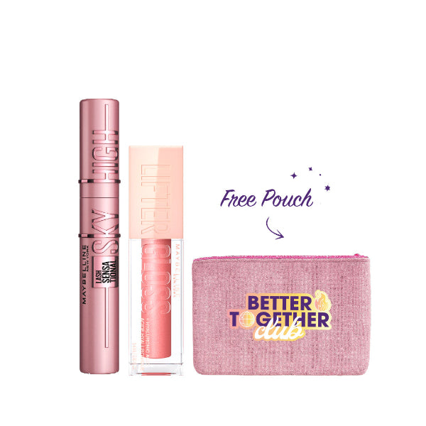 Lash Sensational Sky High Mascara + Lifter Gloss Lip Gloss+ FREE Pouch At 15% OFF