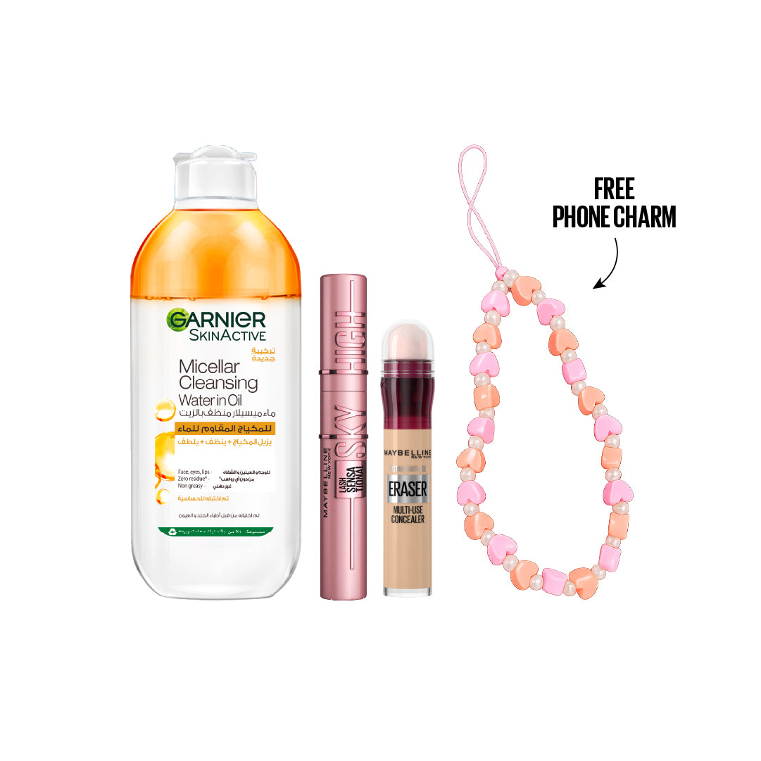 Micellar Water Oil-Infused + Sky High Mascara + Concealer + FREE Phone Charm At 20% OFF