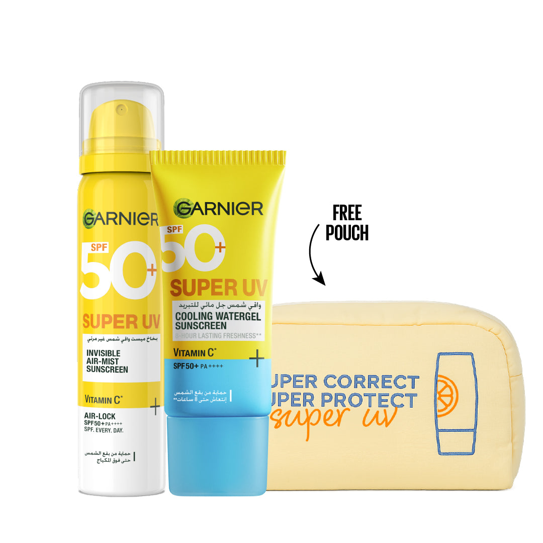 Super UV Cooling Watergel Sunscreen + Air Mist Face & Body Sunscreen + FREE Pouch