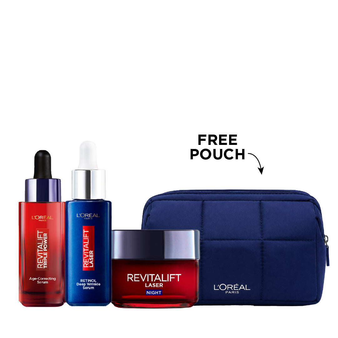 Triple Power Age-Correcting Serum + Retinol Serum + Night Cream + FREE Pouch At 25% OFF