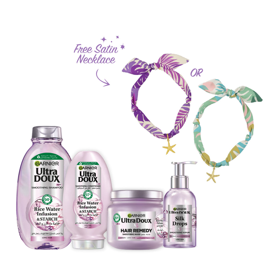 Rice Water Shampoo 400 ML + Conditioner 200 ML + Mask 200 ML + Leave-In 200 ML + FREE Necklace